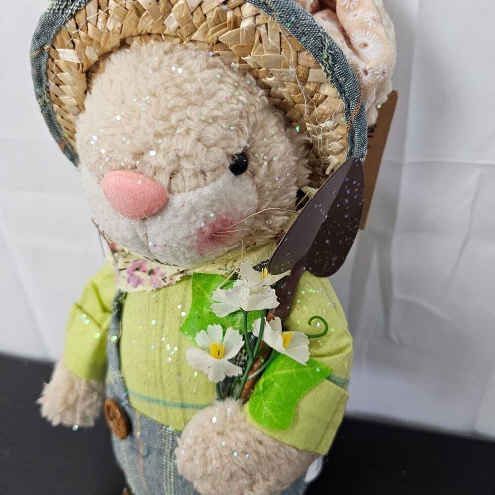NWT Glitzhome Easter Bunny Rabbit Plush Set 4 18" Posable Leg Spring Shelf Decor - Picture 13 of 14